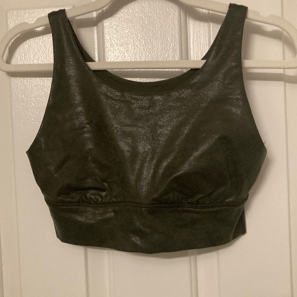 OFFLINE by Aerie crackle sports bra, green, size S